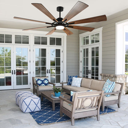 Ventilatore da soffitto con luci e telecomando, 8 pale in legno grandi