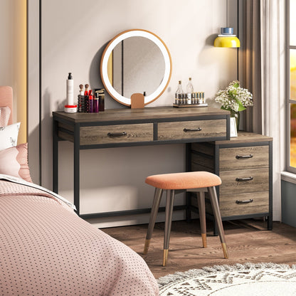 Scrivania per computer reversibile con 5 cassetti, scrivania per ufficio con cassetto per schedario e supporto per stampante