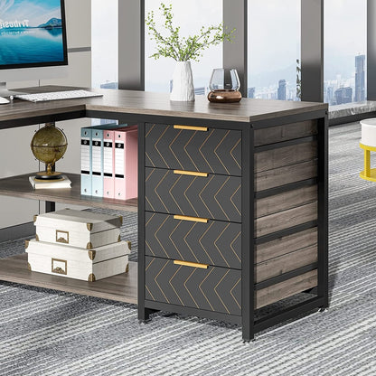 Scrivania da ufficio reversibile a forma di L, scrivania per computer, robusta postazione di lavoro