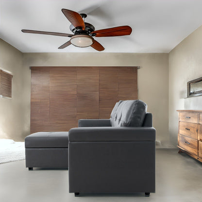 Divano componibile reversibile con letto estraibile, chaise longue con contenitore nascosto, gambe resistenti,