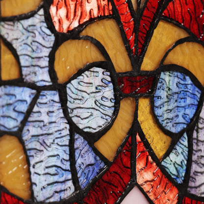 Pannello per finestra in vetro colorato vittoriano con motivo Fleur De Lis River of Goods - 9,5 L x 0,25 W x 36 H