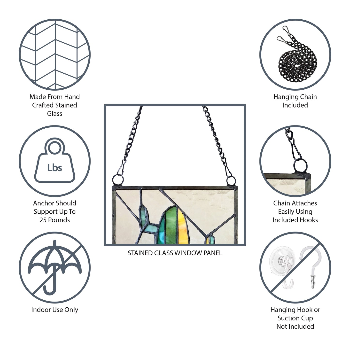 Pannello per finestra in vetro colorato vittoriano con motivo Fleur De Lis River of Goods - 9,5 L x 0,25 W x 36 H