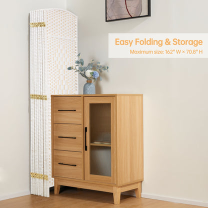 Divisorio per ambienti, divisorio pieghevole in fibra intrecciata, alto 6 piedi, indipendente