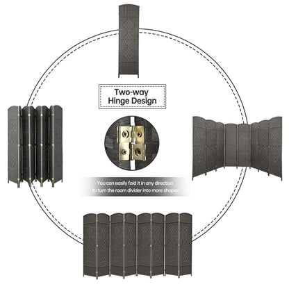 Divisorio per ambienti, divisorio pieghevole in fibra intrecciata, alto 6 piedi, indipendente