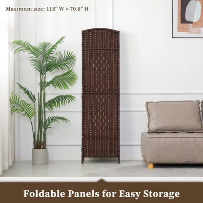 Divisorio per ambienti, divisorio pieghevole in fibra intrecciata, alto 6 piedi, indipendente