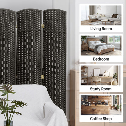 Divisorio per ambienti, divisorio pieghevole in fibra intrecciata, alto 6 piedi, indipendente