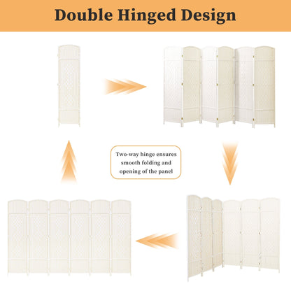 Divisorio per ambienti, divisorio pieghevole in fibra intrecciata, alto 6 piedi, indipendente