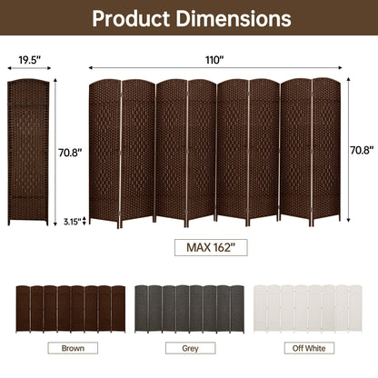 Divisorio per ambienti, divisorio pieghevole in fibra intrecciata, alto 6 piedi, indipendente