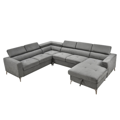 Divano componibile oversize Roomfitters 122 con chaise longue contenitore, divano contemporaneo a 7 posti a forma di U