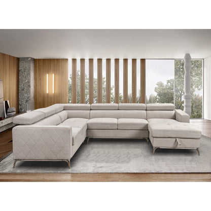 Divano componibile oversize Roomfitters 122 con chaise longue contenitore, divano contemporaneo a 7 posti a forma di U