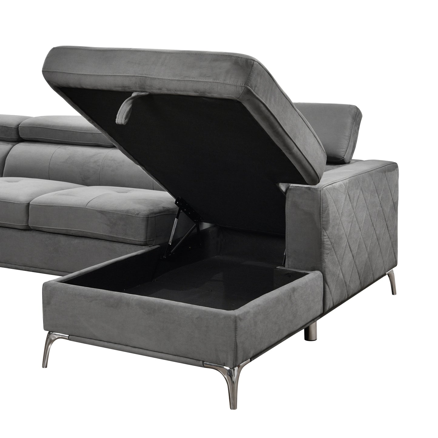 Divano componibile oversize Roomfitters 122 con chaise longue contenitore, divano contemporaneo a 7 posti a forma di U