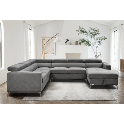 Divano componibile oversize Roomfitters 122 con chaise longue contenitore, divano contemporaneo a 7 posti a forma di U