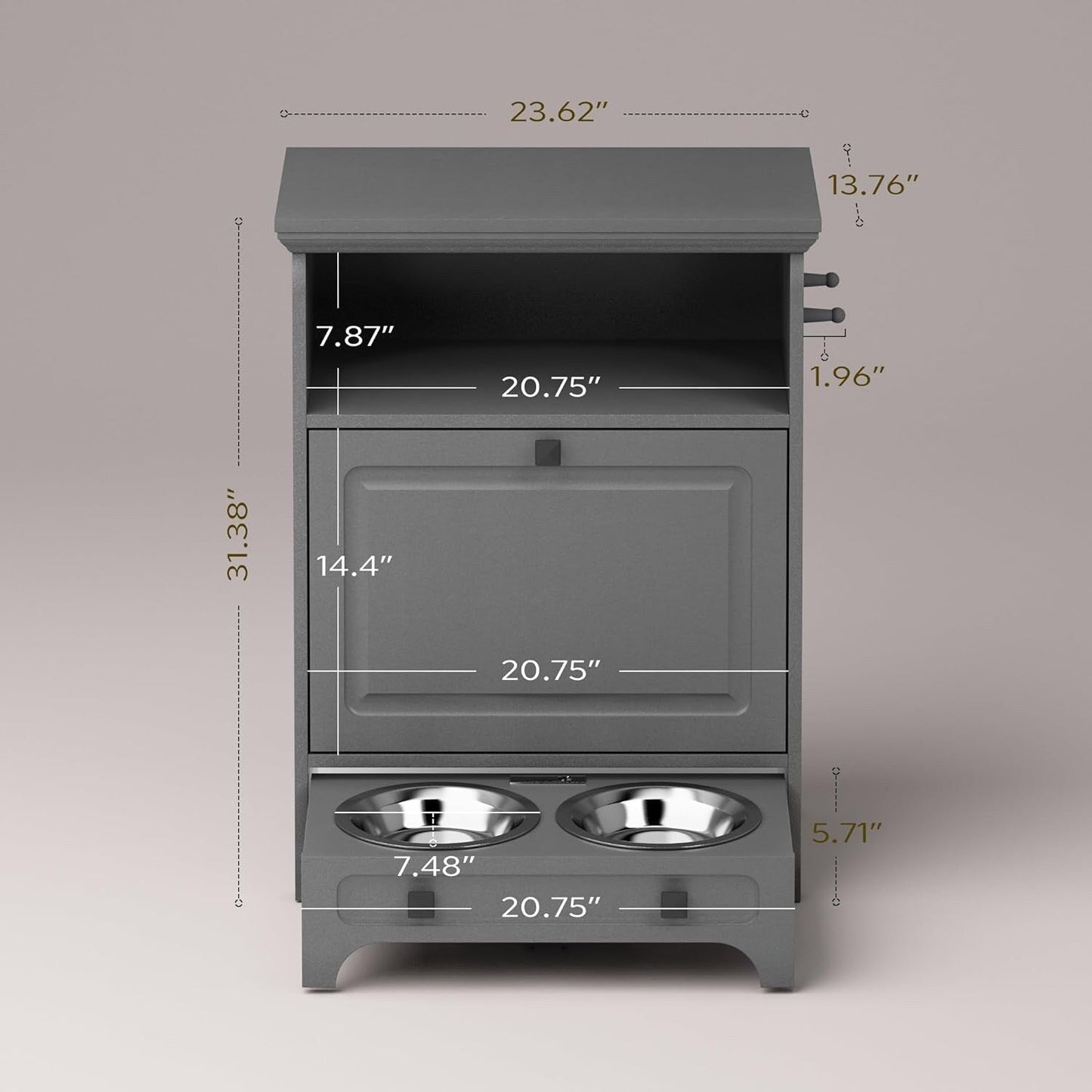 Stazione di alimentazione per cani Roomfitters con 2 ciotole rialzate per cani, stazione di alimentazione per animali domestici inclinabile