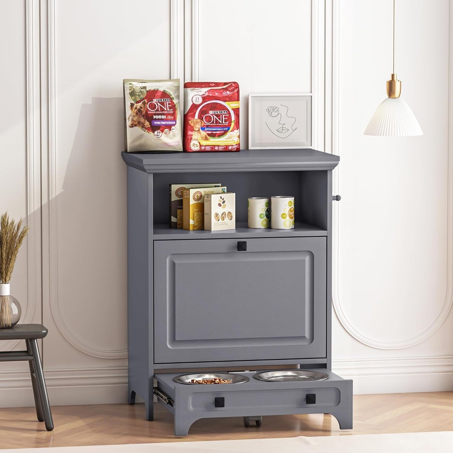 Stazione di alimentazione per cani Roomfitters con 2 ciotole rialzate per cani, stazione di alimentazione per animali domestici inclinabile