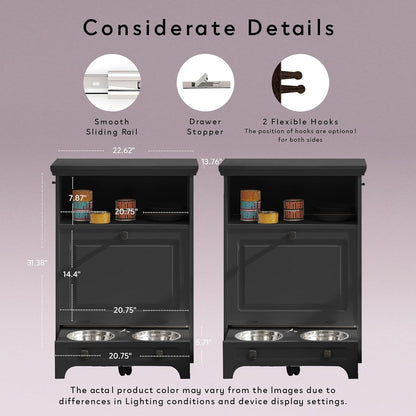 Stazione di alimentazione per cani Roomfitters con 2 ciotole rialzate per cani, stazione di alimentazione per animali domestici inclinabile