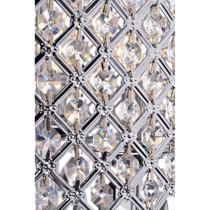 Lampadario a tamburo con perline rotonde e cristalli pendenti