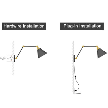 Malryn Set di 2 moderne luci a braccio oscillante regolabili Applique da parete con spina/cablaggio