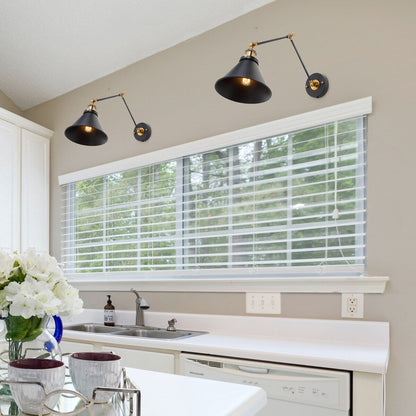 Malryn Set di 2 moderne luci a braccio oscillante regolabili Applique da parete con spina/cablaggio