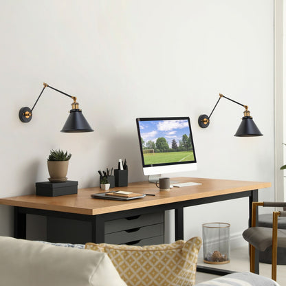 Malryn Set di 2 moderne luci a braccio oscillante regolabili Applique da parete con spina/cablaggio