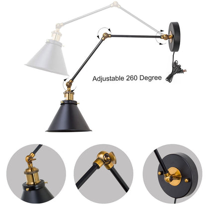 Malryn Set di 2 moderne luci a braccio oscillante regolabili Applique da parete con spina/cablaggio