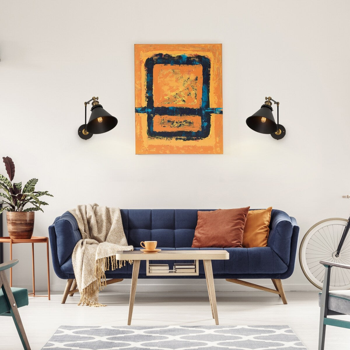 Malryn Set di 2 moderne luci a braccio oscillante regolabili Applique da parete con spina/cablaggio