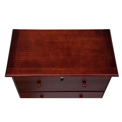 Palace Imports Cassettiera 100% in legno massello con 5 cassetti grandi, serratura, pomelli in metallo o legno