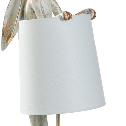 Lampada da scrivania StyleCraft Malta in rame chiaro e bianco lavato a forma di coniglio