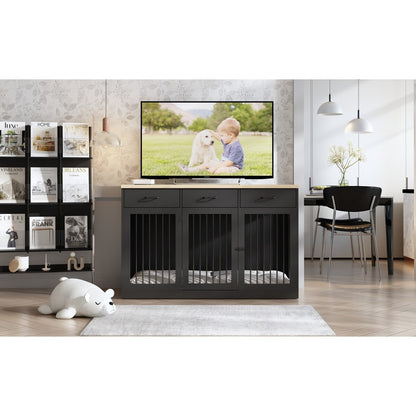 Elegante mobile in legno per cuccia per cani con contenitore, 3 cassetti