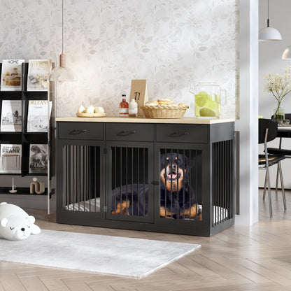 Elegante mobile in legno per cuccia per cani con contenitore, 3 cassetti