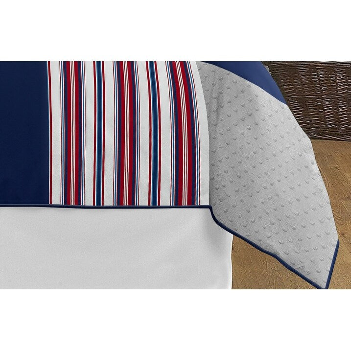 Set copripiumino per bambini Sweet Jojo Designs, 3 pezzi, per letto matrimoniale/matrimoniale, con toppa da baseball rossa, bianca e blu, collezione sportiva