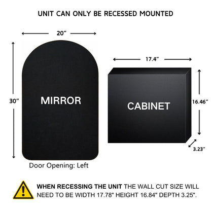 Mobiletto porta medicinali con cornice incassata TEHOME Aristes, specchio e ripiani regolabili