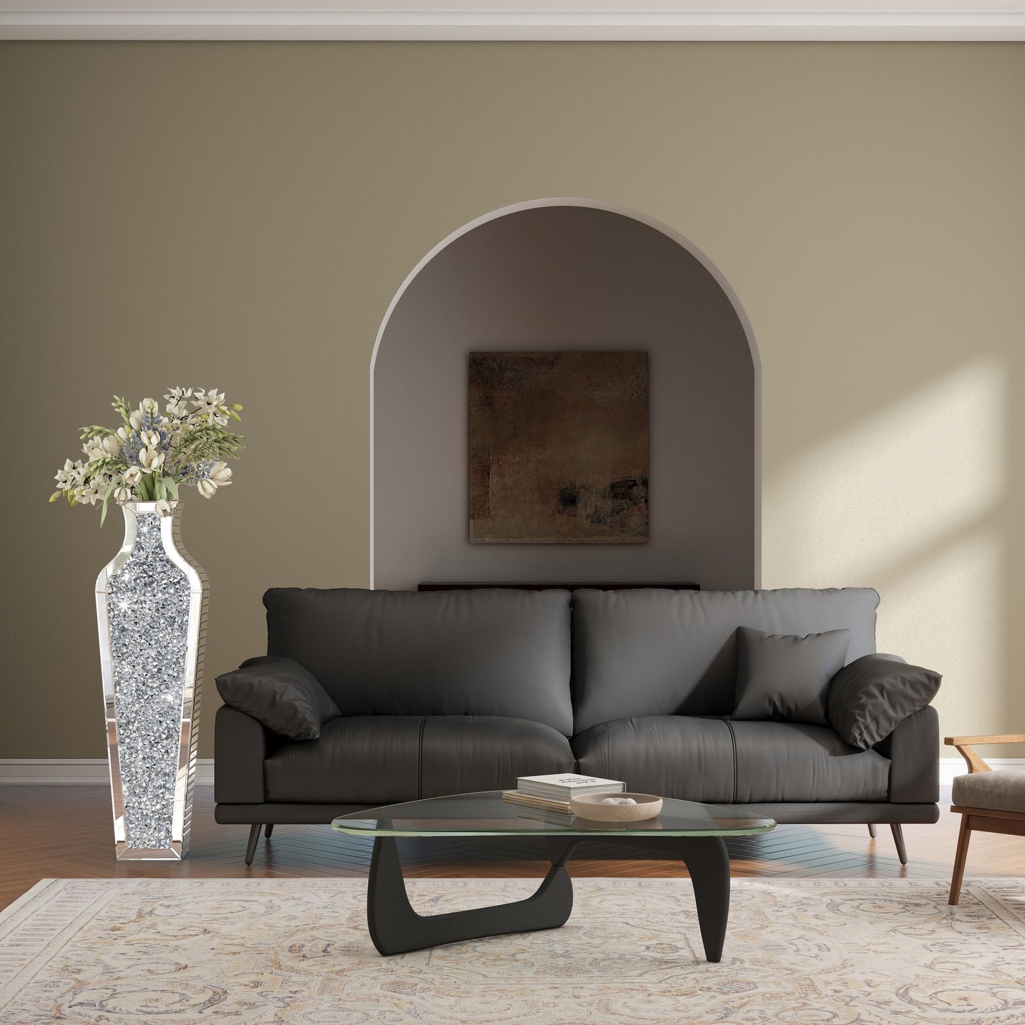 Vaso da terra alto con diamanti frantumati