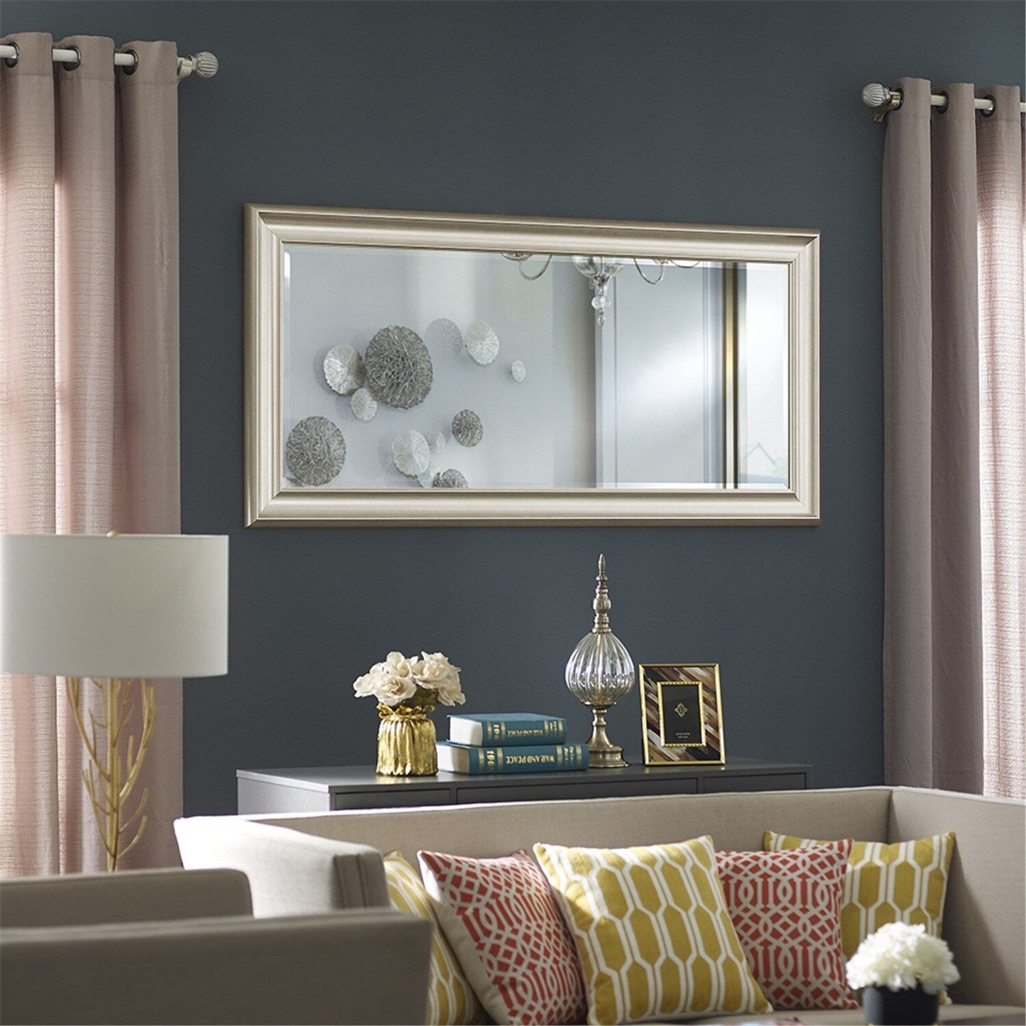 Specchio alto, specchio a figura intera, specchio di grandi dimensioni, cornice liscia in finto legno, specchio rettangolare da parete