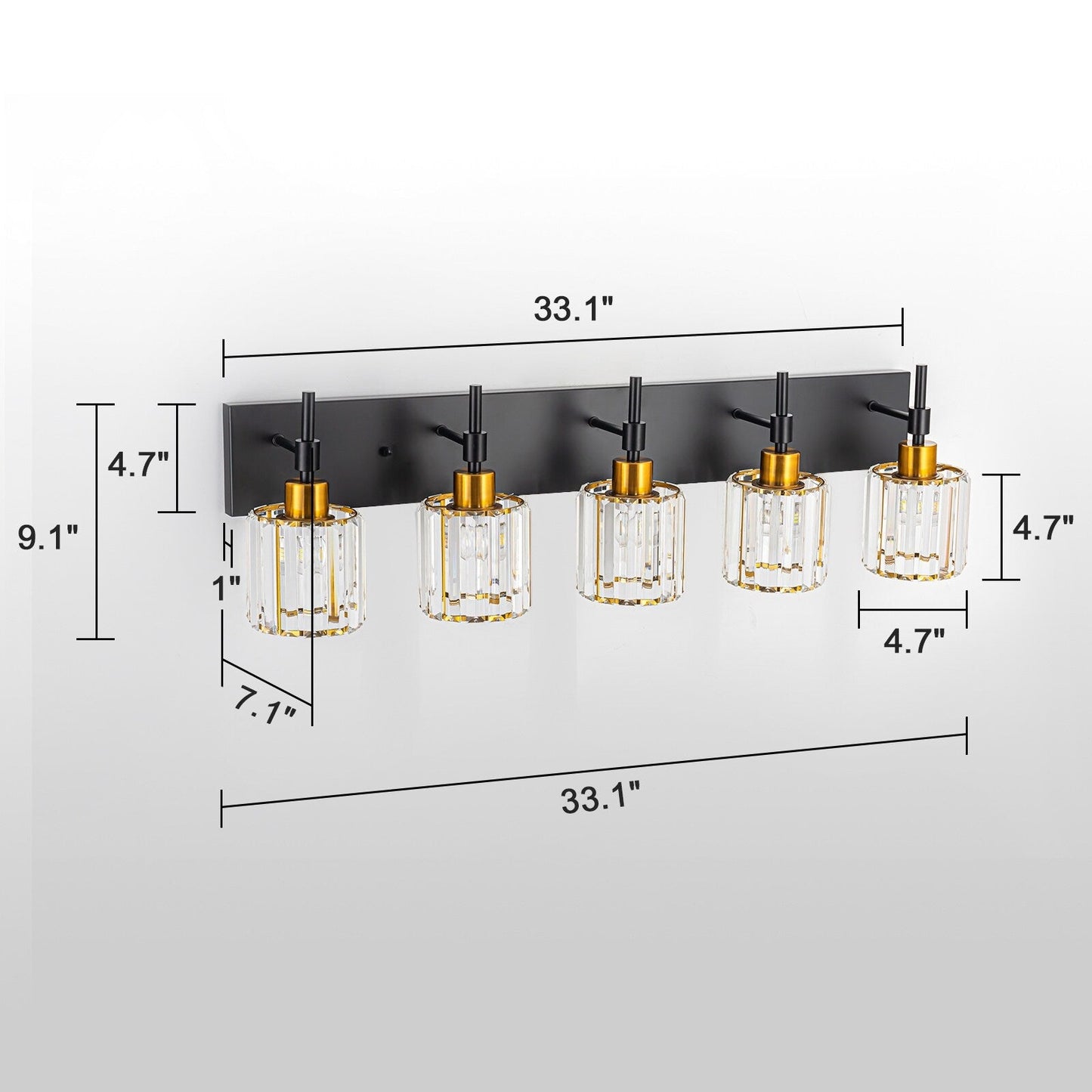 Applique da parete moderne con paralumi in cristallo dimmerabili per il bagno