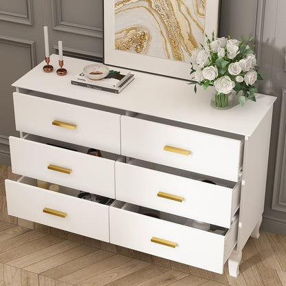 Cassettiera Timechee a 6 cassetti, 47,2'' di larghezza, gambe in legno massello, laccata