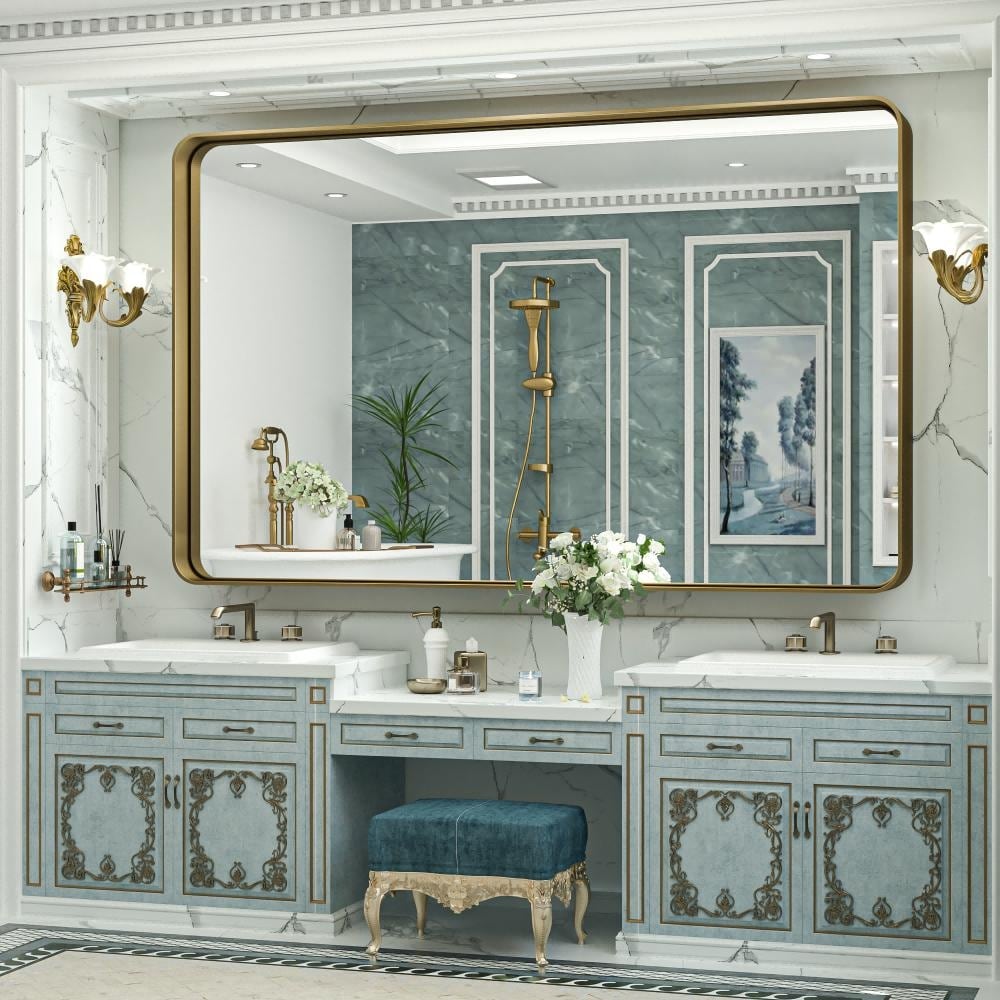 Specchio da parete per bagno moderno con struttura in metallo TokeShimi