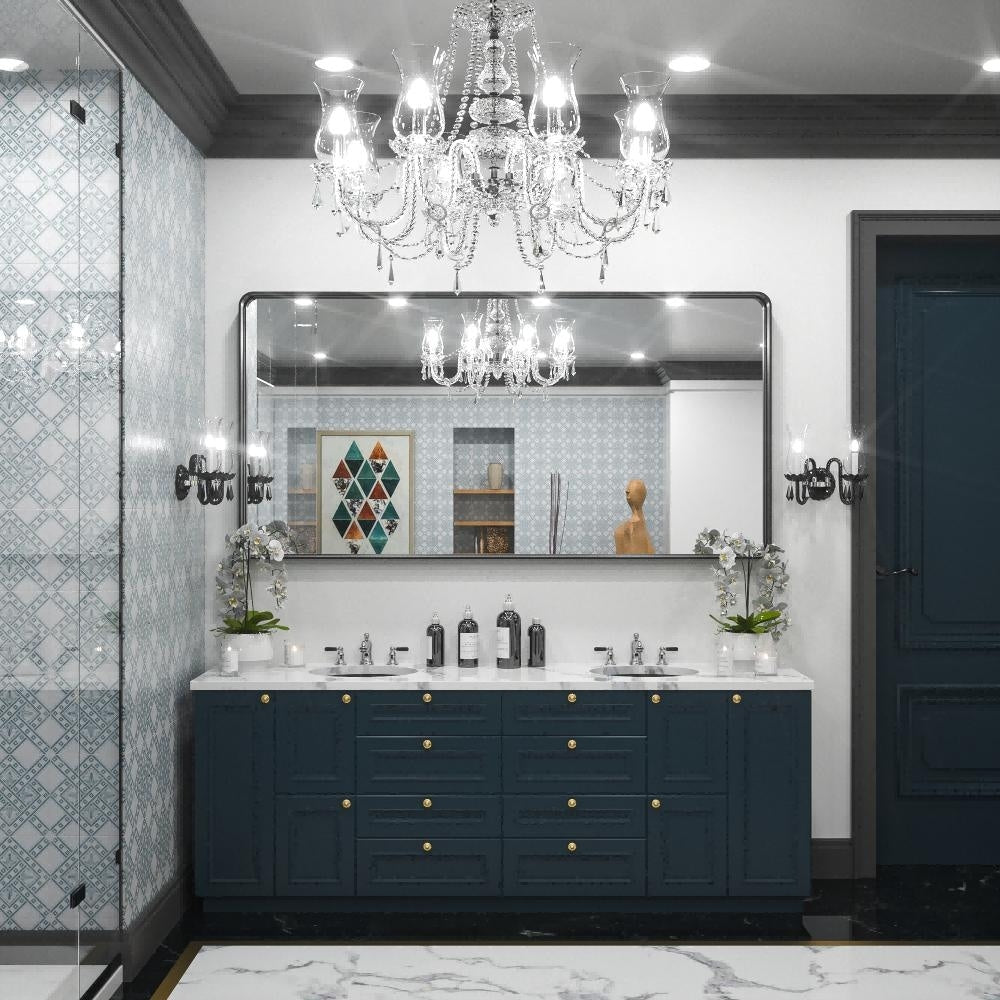 Specchio da parete per bagno moderno con struttura in metallo TokeShimi