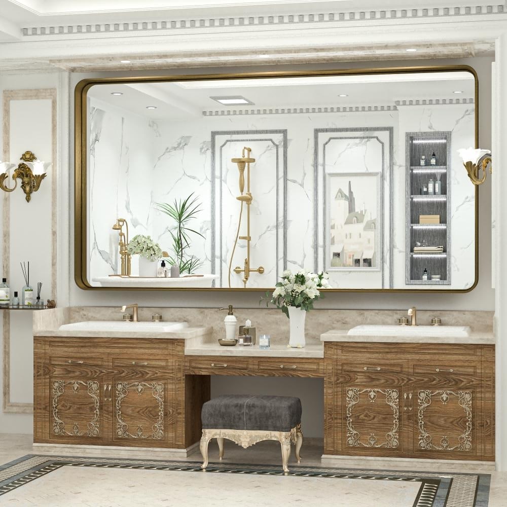 Specchio da parete per bagno moderno con struttura in metallo TokeShimi