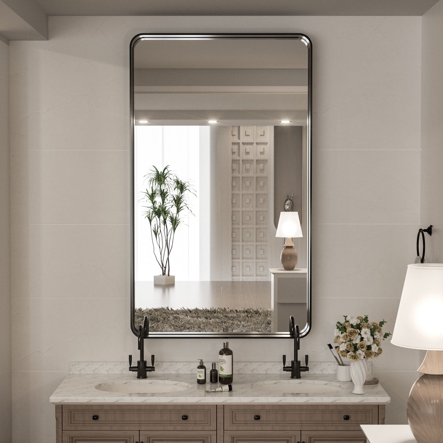 Specchio da parete per bagno moderno con struttura in metallo TokeShimi