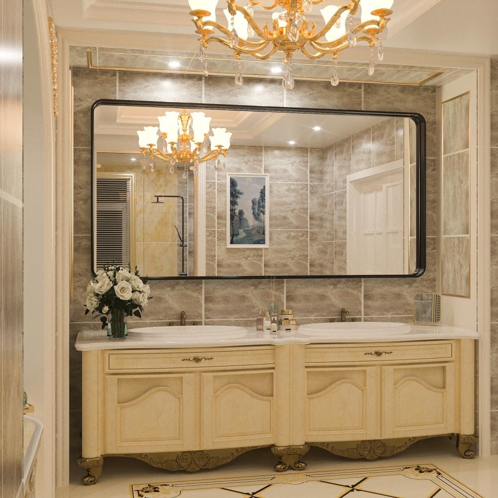 Specchio da parete per bagno moderno con struttura in metallo TokeShimi