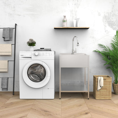 Lavandino e mobiletto per lavanderia in acciaio inossidabile Transolid EWS-2422S 24 pollici L x 22 pollici P x 35 pollici A - 24 pollici x 22 pollici