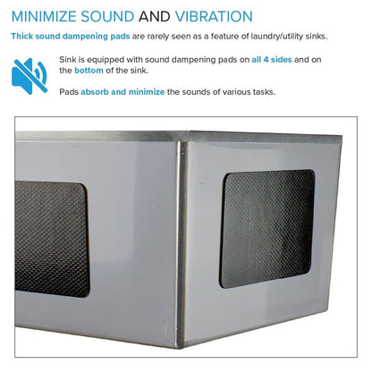 Lavandino e mobiletto per lavanderia in acciaio inossidabile Transolid EWS-2422S 24 pollici L x 22 pollici P x 35 pollici A - 24 pollici x 22 pollici