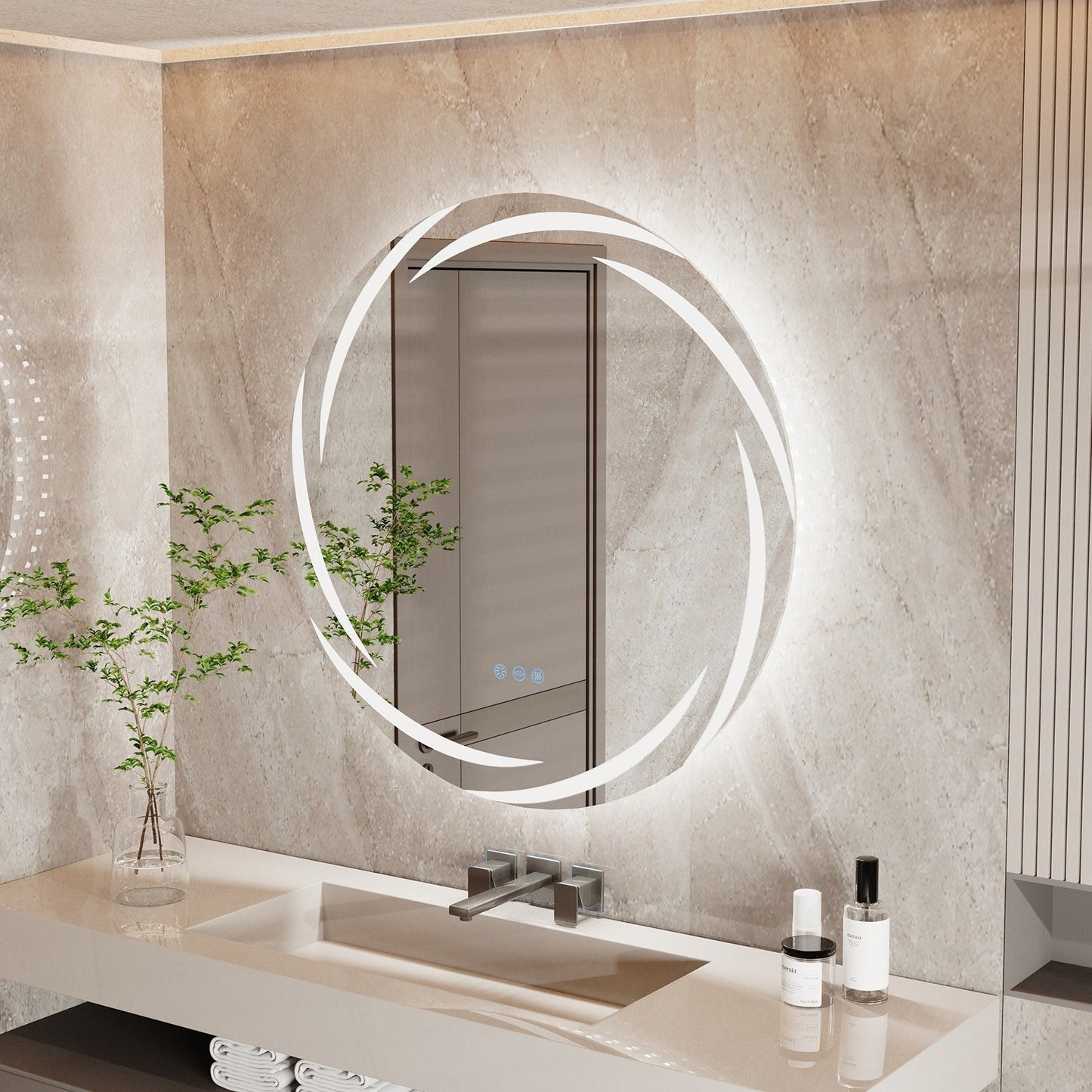 Specchio da bagno unico, grande, retroilluminato a LED, senza sfarfallio