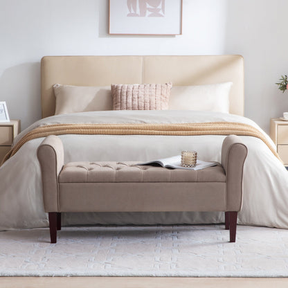 Panca contenitore imbottita, panca con braccioli, panca d'ingresso con piano ribaltabile trapuntato, 50,4 pollici