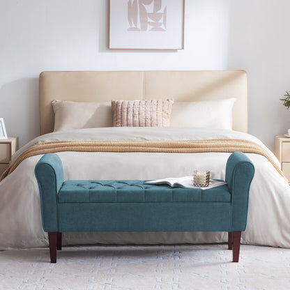 Panca contenitore imbottita, panca con braccioli, panca d'ingresso con piano ribaltabile trapuntato, 50,4 pollici