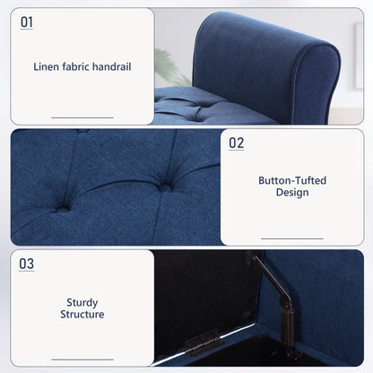 Panca contenitore imbottita, panca con braccioli, panca d'ingresso con piano ribaltabile trapuntato, 50,4 pollici