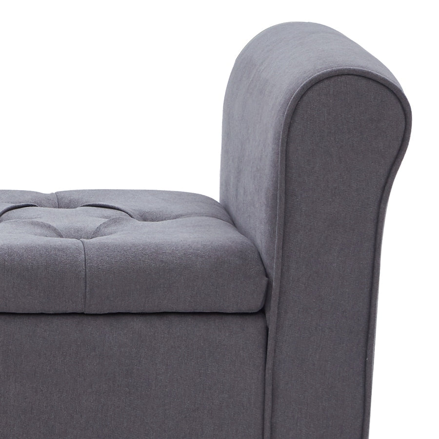 Panca contenitore imbottita, panca con braccioli, panca d'ingresso con piano ribaltabile trapuntato, 50,4 pollici