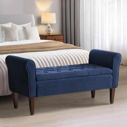 Panca contenitore imbottita, panca con braccioli, panca d'ingresso con piano ribaltabile trapuntato, 50,4 pollici