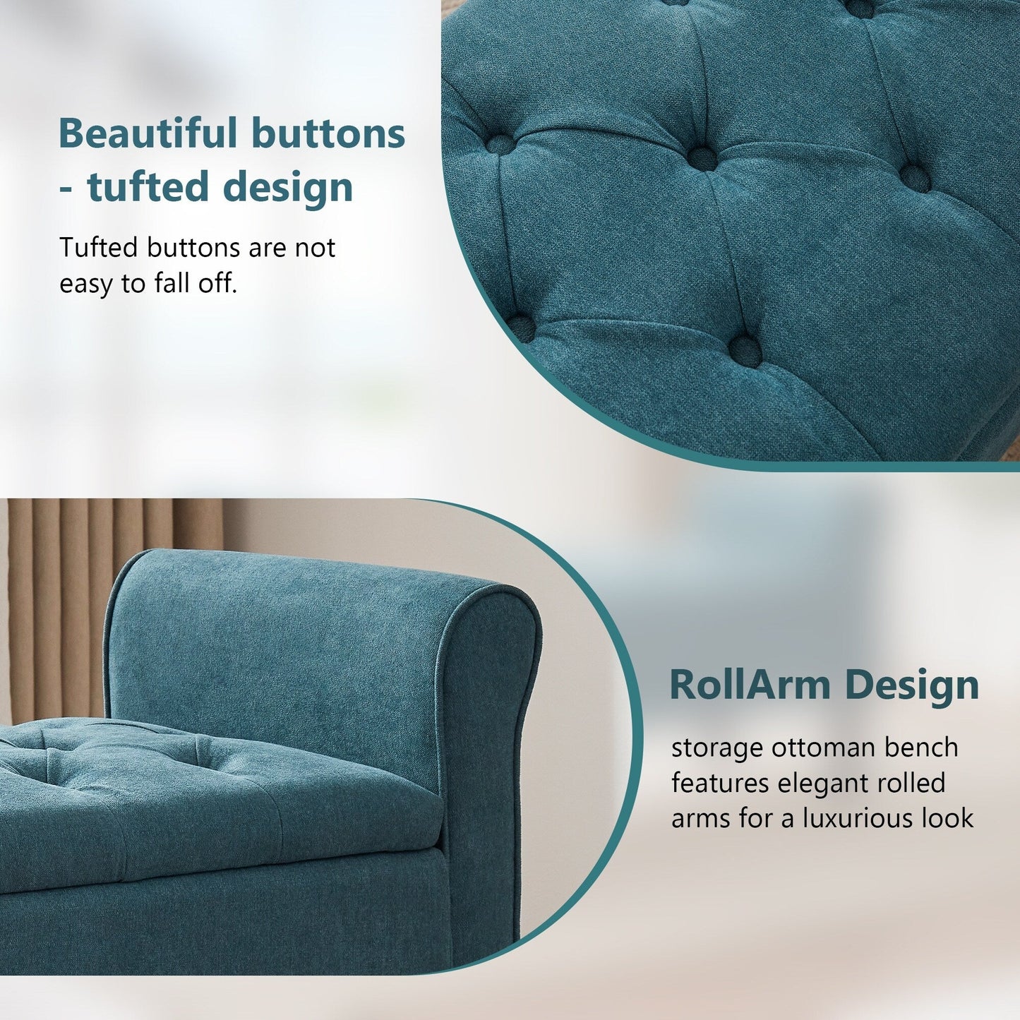 Panca contenitore imbottita, panca con braccioli, panca d'ingresso con piano ribaltabile trapuntato, 50,4 pollici