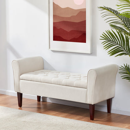 Panca contenitore imbottita, panca con braccioli, panca d'ingresso con piano ribaltabile trapuntato, 50,4 pollici